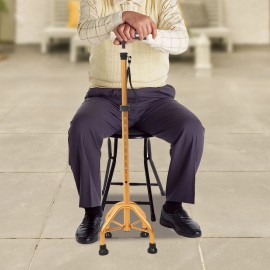 Unbranded Walking Cane for Seniors Walking Stick Adjustable Walking Cane w/ 4* Foot Pads