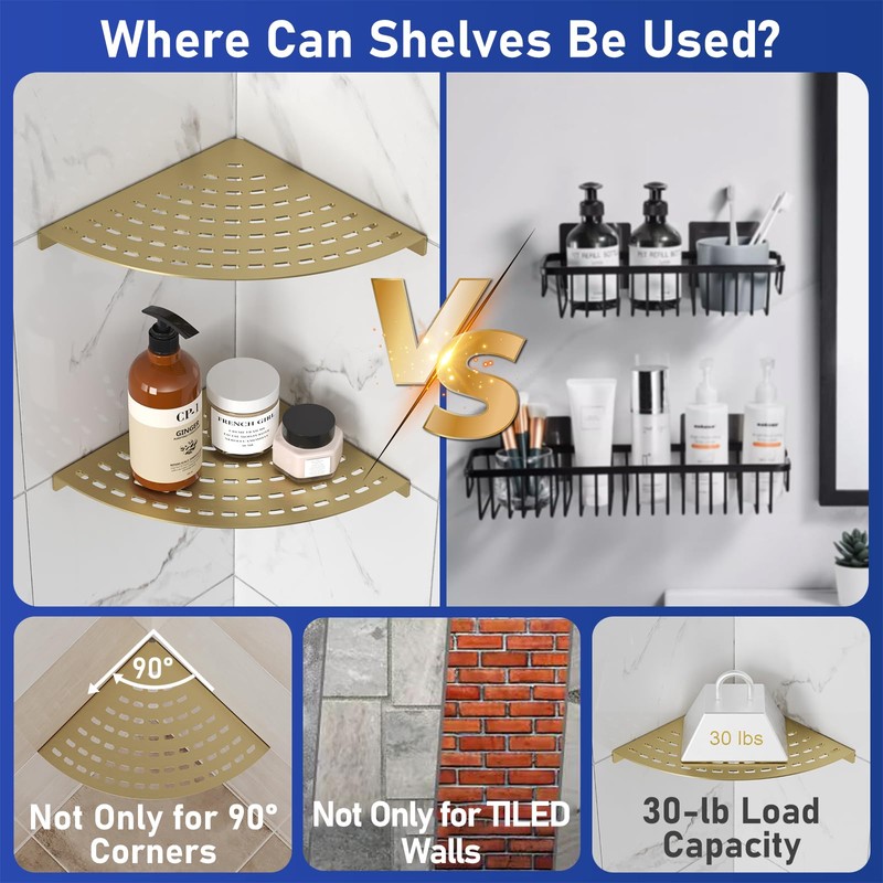 LFBA 2 Pack Corner Shower Shelves 304 Stainless Steel Shower