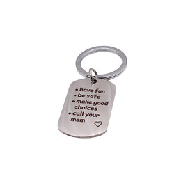 Small Keychain, 'Have Fun Be Safe Call Your Mom' Keyring, Daughter, Son, (Stainless Steel) Miss Fit Boutique