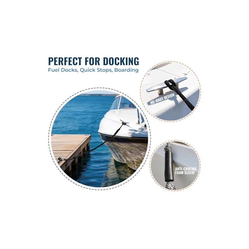 Boat Accessories 2PCS 5 Feet Premium Bungee Boat Lines 30cm