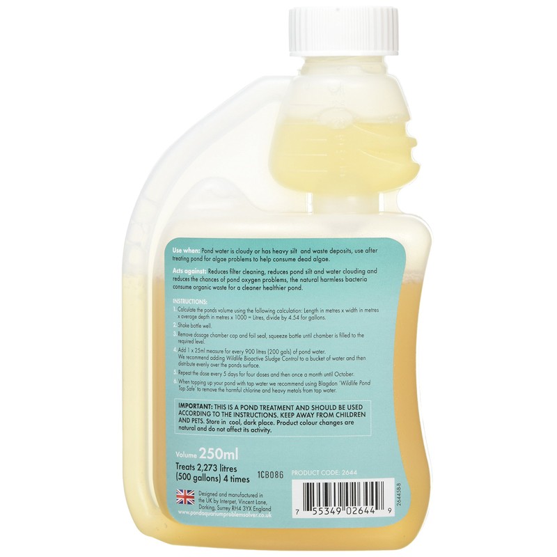 Blagdon Pond Bioactive Sludge Control, 250ml, Adds Good Bacteria, Keeps
