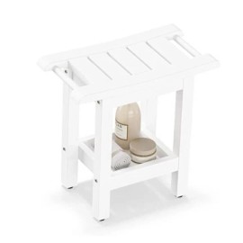 Unbranded White Shower Bench Stool with Storage Shelf