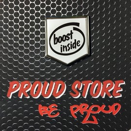 Boost Inside Domed Chrome Emblem Proud Flag Car 3D Sticker 2"x 2.25" Turbo, Racing, Boost, ecobeast, egoboost, car Racing, Engine