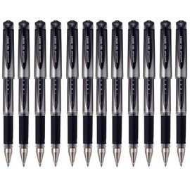 Uni-Ball UM-153S Gel Impact Rollerball Pens - Broad 1mm Tip - Black Ink - Pack of 12