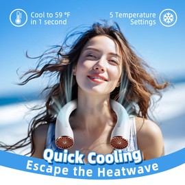 Mr.Young Portable Neck Fan - Quiet 4-Speed Adjustable Dual Air Outlets Turbo Design USB-C Rechargeable 10+ Hours Battery Life Liquid Silicone Wearable Fans Comfort for Long-time Use (White)