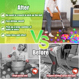 AIERSA Adjustable Ball Picker for Pit, Plastic Retriever for Kids Foam Pit, Multiple Collector for Pickup Dogs Playpen, Accessories for Grabber Play Yard