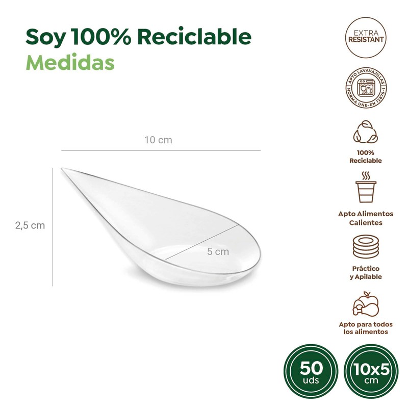 Finger Food 50 x Clear Reusable Drip Spoons
