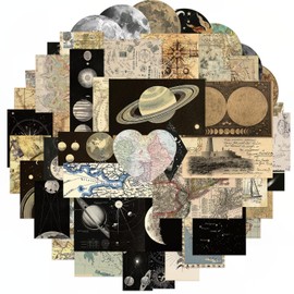 50PCS Vintage Planet Map Stickers Cool Funny Aesthetic Stickers for Water Bottles Stickers for Teens Girl Kids Waterproof Vinyl for Laptop Scrapbooks Guitars Luggage Bike Phone Skateboards