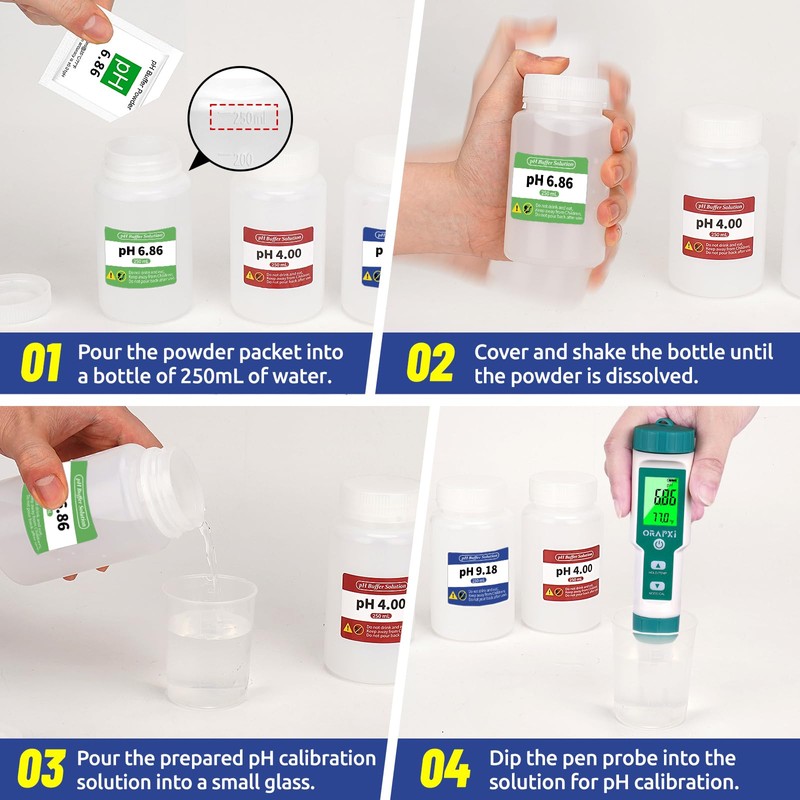 ORAPXI 15 Pack pH Meter Calibration Solution Buffer Solution Powder