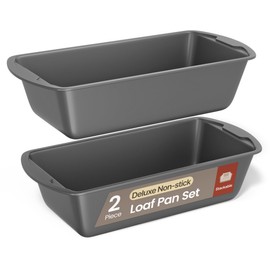 Loaf Pan Set 2-Piece - Deluxe Nonstick Carbon Steel Bakeware for Perfect Bread and Cakes – Dishwasher Safe, Premium Pans for Home Baking