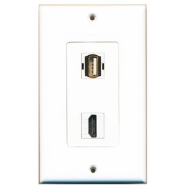 RiteAV - 1 USB-A and 1 HDMI Port Wall Plate, White