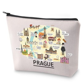 Prague Map Makeup Bag Czechia Vacation Cosmetic Bag Prague Souvenirs Gifts Travel Makeup Bag for Czech Republic Lovers (Prague)