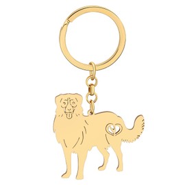 LONYOO Stainless Steel Australian Shepherd Dog Keychain Charms Gifts for Women Girls Car Key Chain Purse Accessories (Gold Plated Australian Shepherd)