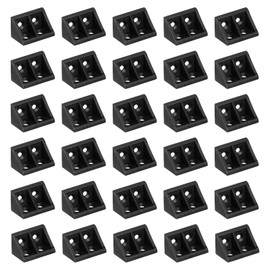 sourcing map 30Pcs Plastic Corner Braces, 90 Degree Corner Bracket, Right Angle Corner Support Brace, Shelf Board Holder for Wood Furniture Cabinet Drawer Bookcase, Black
