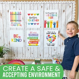 Hadley Designs 6 Colorful Diversity Posters for Classroom, Kindness Posters for Classroom, Diversity Decorations for Classroom Posters, Teacher Posters for Elementary Classroom Decor