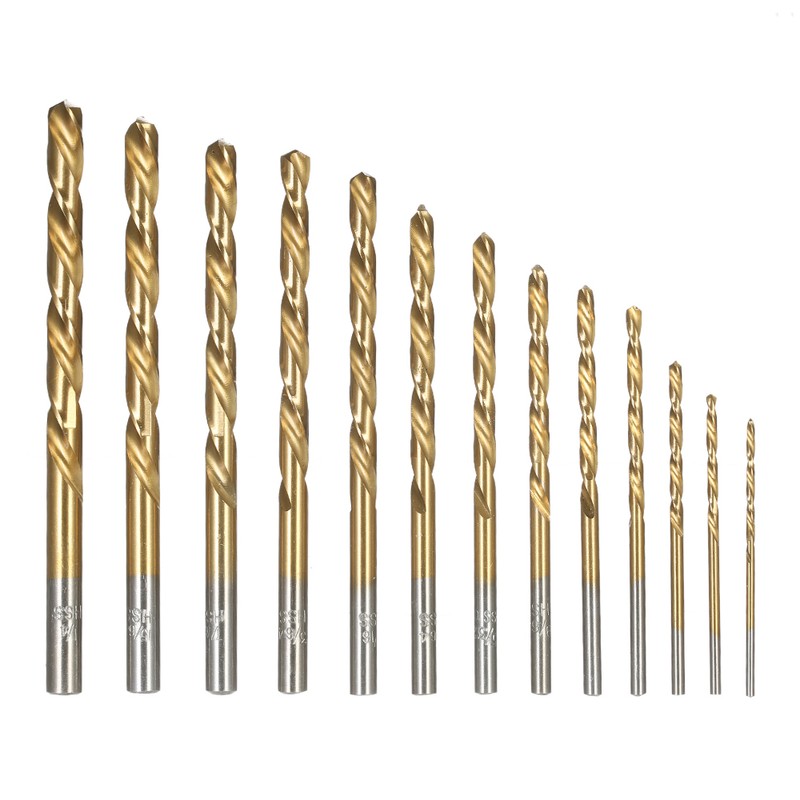 13pcs Left Handed Drill Bit Set M2 HSS with Titanium