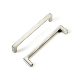 LECHYN Satin Nickel Kitchen Cabinet Pull, 10 Pack 5 Inch(128MM) Hole Center, Modern Square Flat Hardware Handle and Knob for Cabinet Door Drawer Cupboard Furniture Dresser Wardrobe Silver