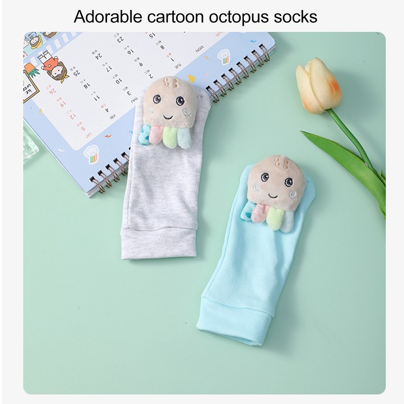 4pcs Baby Rattle Socks Cute Octopus Shape Soft Light Adjustable
