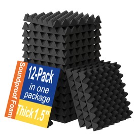 12 Pack 1.5"X12"X12" Sound Proofing Egg Crate Foam Pad(Most Soundproofing Design), Upgraded Foam Padding, Fire-Retardent Sound Proof Panels for Walls, Made by WVOVW