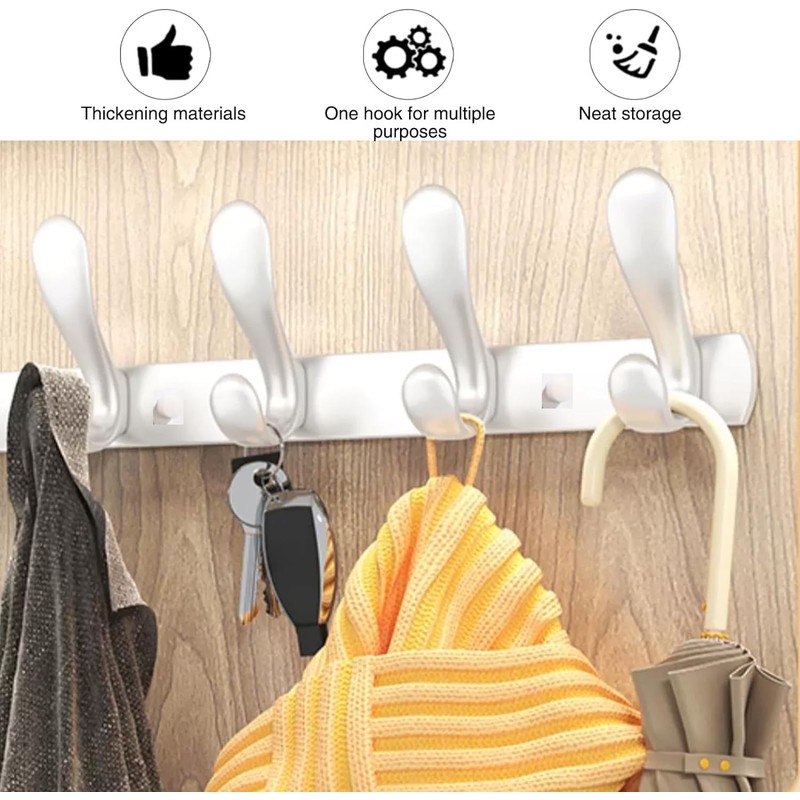 YUET 4 Door Hook Coat Bathroom Towel Hooks Wall Mounted