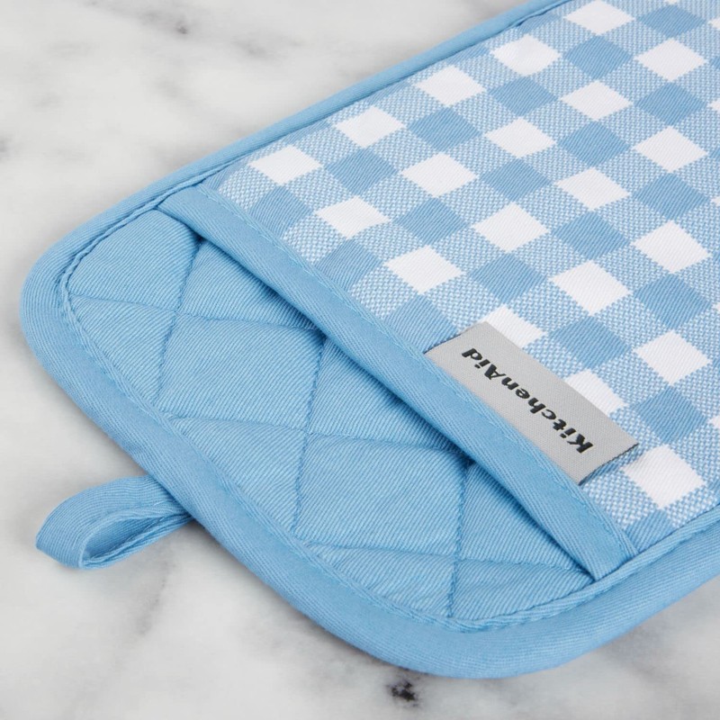 KitchenAid KA Gingham PH Pot Holder Set, 7"x10", Blue Velvet