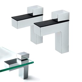 awen 2 Pcs Adjustable Wood/Glass Floating Shelf Brackets Wall Mount, Polished Chrome