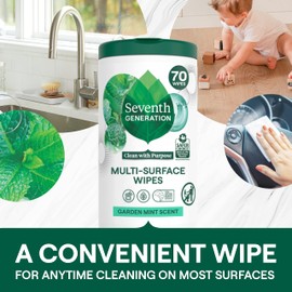 Seventh Generation Multi-Surface Cleaning Wipes, Garden Mint Scent, Cuts Grease & Grime, 35 Wipes