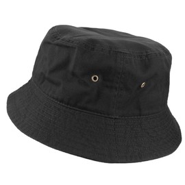 Gelante 100% Cotton Packable Fishing Hunting Summer Travel Bucket Cap Hat 1900-Black-S/M