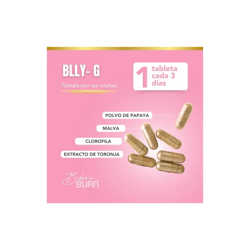 Suplemento Digestivo Natural Bikini Burn Blly-G Cápsulas Enzimáticas Sin Sabor