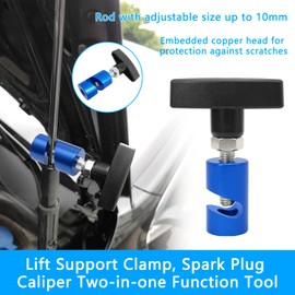 ZKTOOL 2PC Lift Support Clamp with Brass Core Protection, Hood Strut Clamp and Spark Plug Caliper 2-in-1 Tool, 12mm Spark Plug Gap tool, Hood Lift Support Clip, Car Hood Clamp for Universal…