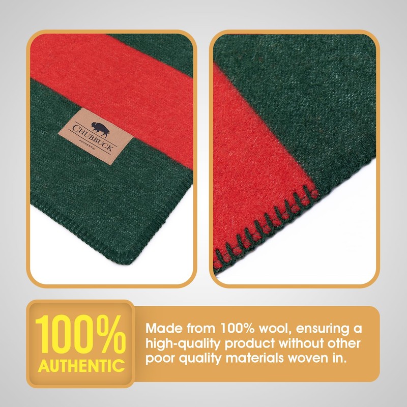 Chubbuck 100% Wool Blanket Camping (60" x 84") - Large