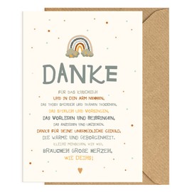 KOKO&LORA® Thank You Card for Educators, Teacher with Kraft Paper Envelope, Greeting Card with Natural Envelope, Farewell from Nursery, Blue