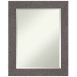 Amanti Art Bathroom Mirror, Rustic Plank Grey Wall Mirror for use as Bathroom Vanity Mirror Over Sink (29.5 x 23.5 in.) Beveled Mirror, Grey Mirror, Country Rustic Mirror from WI, USA