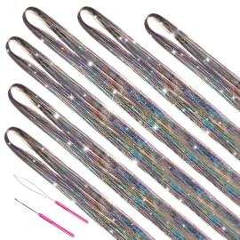 MISSUHUI 23 Piece Rainbow Hair Tinsel Set 1200 Strands Shiny Fairy Hair Extensions