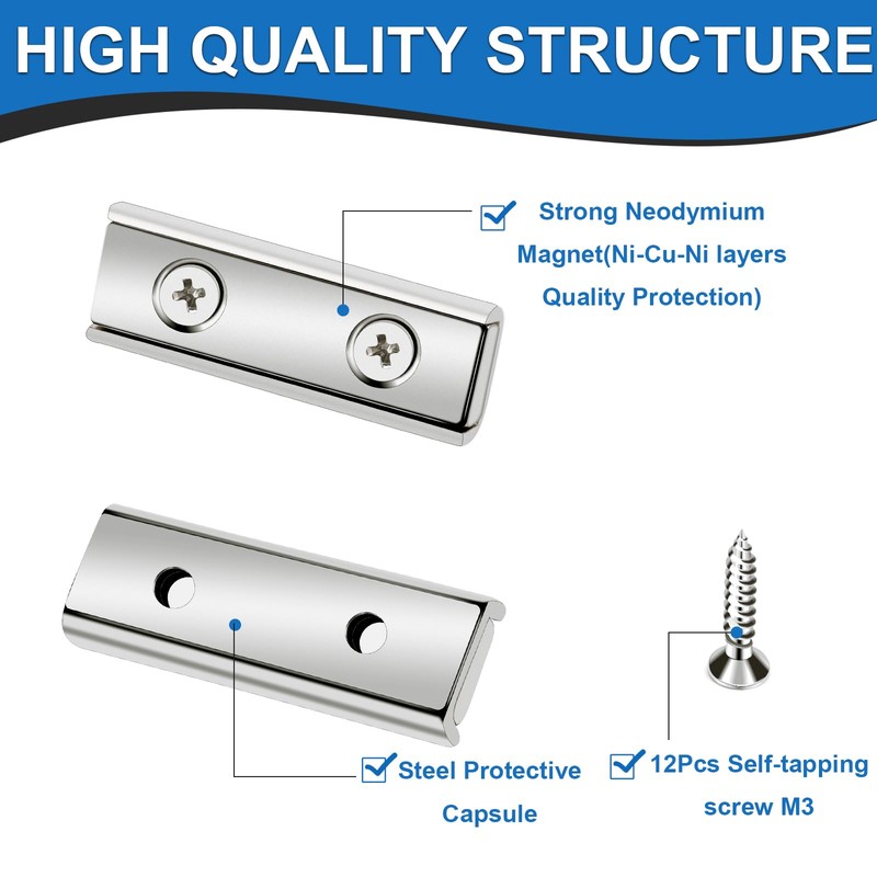 LOVIMAG Strong Neodymium Rectangular Pot Magnets, 80lbs 60x13.5x5mm Strong Bar