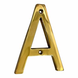 STYLENT Decor Brass 4 Inches House Numbers for Outside, Metal Address Number Letter A- House Hotel Door Number Plaque Numeric Numerical Digit, Modern, Weather-Resistant, No Fading