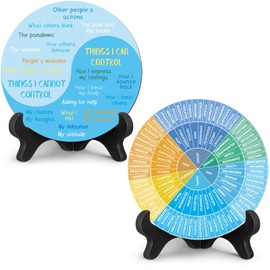 2 Pcs Things I Can Control Therapy Office Desk Decor Feelings Wheel Chart Calming Emotions Wheel Poster Mental Health Feelings Psychology Decor for Home Office Counselor Women Men(Fresh)