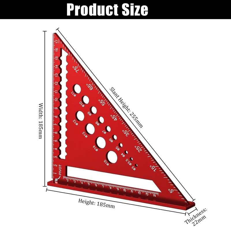 Speed Square, 7inch Metric Triangle Ruler, Triangle Ruler with 14