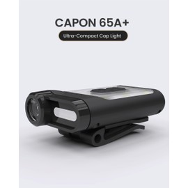 Claymore Capon 65A+ (Black) - LED Rechargeable Clip-On Cap Headlamp, Lightweight Hat Light for Camping, Running, Hiking, Emergency & Industrial Use, Waterproof, USB-C, Up to 19 Hours of Battery Life.