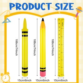 6 Pcs 74 Inch Giant Inflatable Pencil Pool Noodles Float Jumbo Blow up Crayons Ruler Classroom Decoration for Back to School Classroom Garden Photo Prop Wall Party Favors