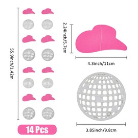 SUPERFINDINGS 14Pcs 2 Set Cowgirl Party Hanging Decorations Cowboy Decoration Paper Flag Banners Cowboy Hat Disco Ball Hot Pink Garland String for Birthday Party Supplies,142cm