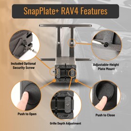 Toyota RAV4 No-Drill Front License Plate Holder SnapPlate+ (Strength-Optimized) | Easy Install & Removal Mount Fits All 2019-2025 Toyota RAV4 Trims Except(TRD Off-Road and Adventure)