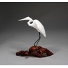 Egret Sculpture from John Perry on Burl Wood Pellucida 8in