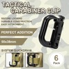 6 Pack 2.12“ Tactical Locking D Ring Plastic Carabiner Backapck