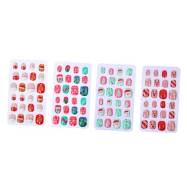 Beavorty 96pcs Christmas Press Nails Set 4 Boxes Nail Art False Snowflake Bow Tree Patterns Style