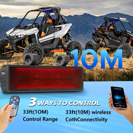 UTV Sound Bar Bluetooth Waterproof with RGB Lighting,Golf Cart Sound Bar with IP65 Waterproof, 400W Amplified SoundBar, Universal Mounting for UTV ATV, Golf Cart (17 Inch)