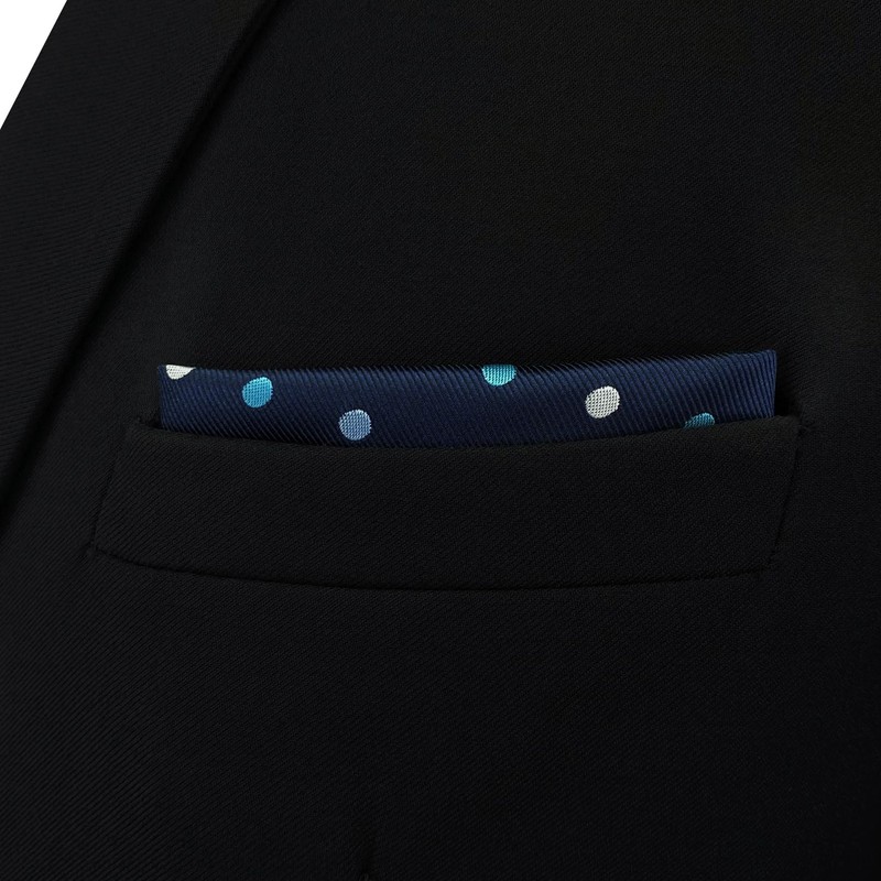 SHLAX&WING Men's Silk Fashion Dot Blue Pocket Square, blue