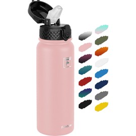 Fanhaw 20 Oz Stainless Steel Insulated Sports Water Bottles with Straw for Kids, Men and Women (Pink)