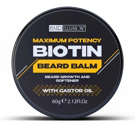 Hair Illusion Maximum Potency Biotin Beard Balm Nourishing Facial Hair Care Beard Growth Softening Natural Organic Castor Oil Comfort Gentle - Pack Size: Pack of 2