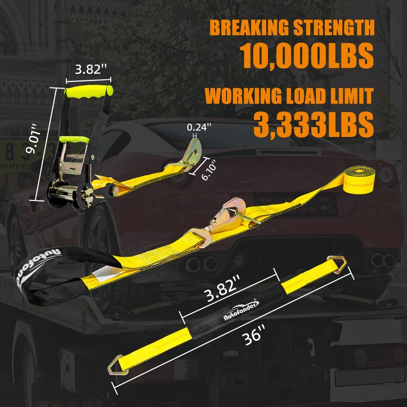 Car Tie Down Straps for Trailers with Snap Hooks Heavy